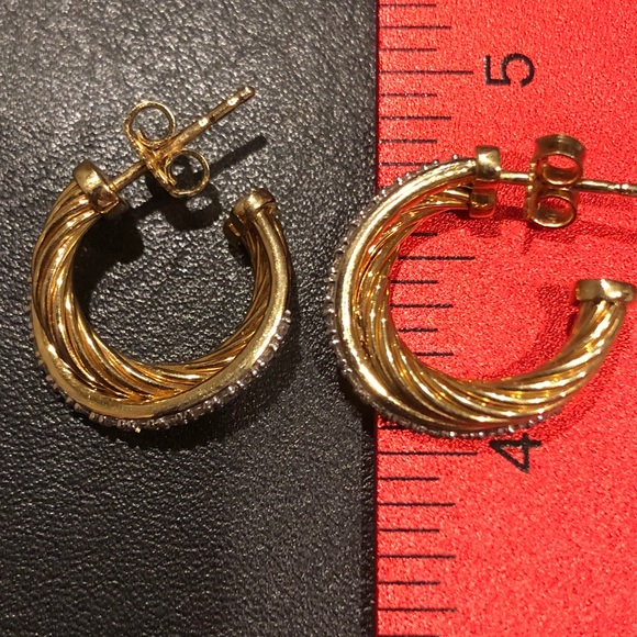 18K David Yurman Crossover Diamond Hoop Earrings - Picture 4 of 5